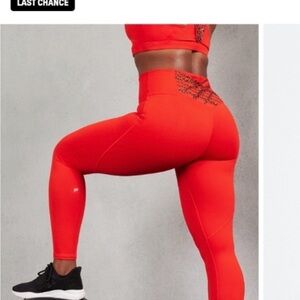 Fabletics Power Hold high rise 7/8 red leopard detail leggings